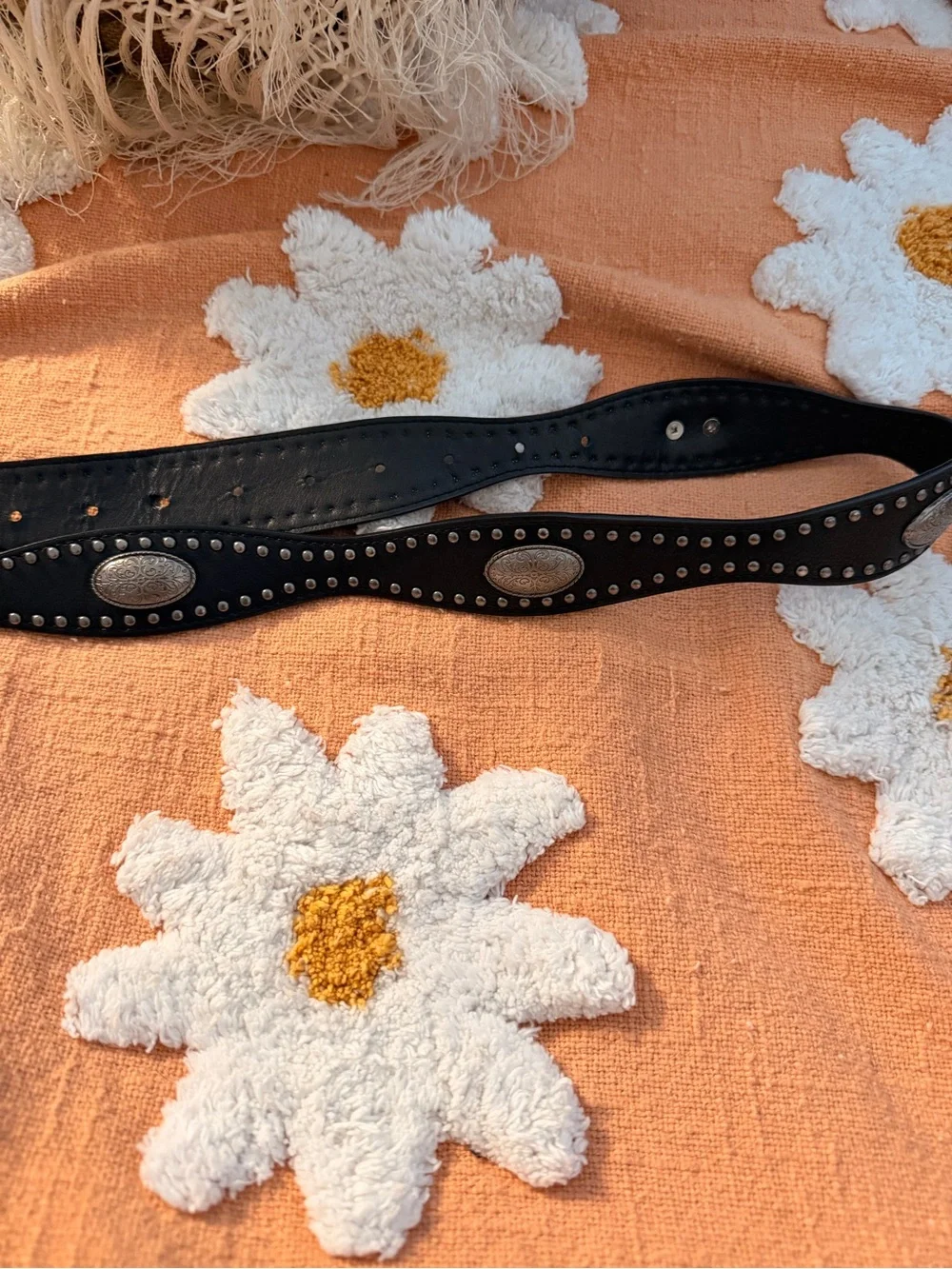 Studded Black Faux Leather Western Buckle Belt